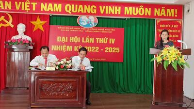 Đồng chí Lâm Vũ Mỹ Hạnh – Phó Bí thư Đảng ủy, Phó Giám đốc Sở phát biểu chỉ đạo Đại hội Chi bộ Thanh tra – Hành chính tổng hợp, nhiệm kỳ 2022-2025.
